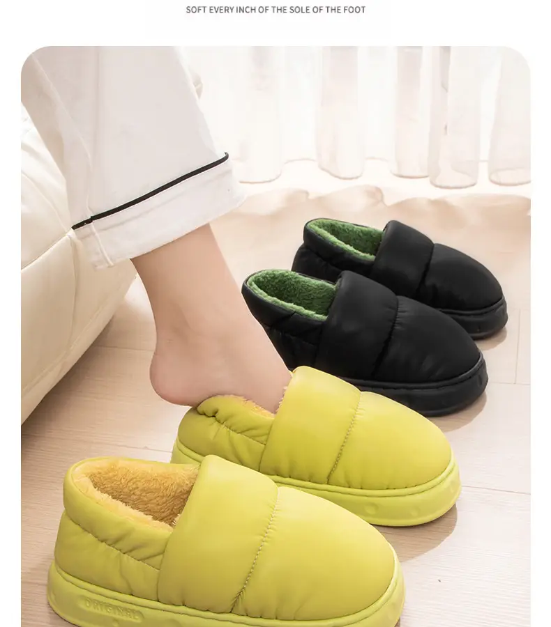 Cotton Slippers with Heel for Men's Winter Waterproof Thick-soled Shit Feeling Couple's Household Indoor Warm Wearing Cotton Slippers for Women — feature 17