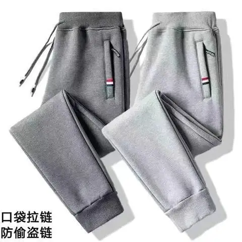 Men Fleece Sweatpants Black Grey Plus Size Winter Warm - Image 11