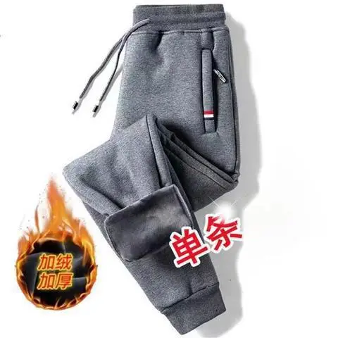 Men Fleece Sweatpants Black Grey Plus Size Winter Warm - Image 18