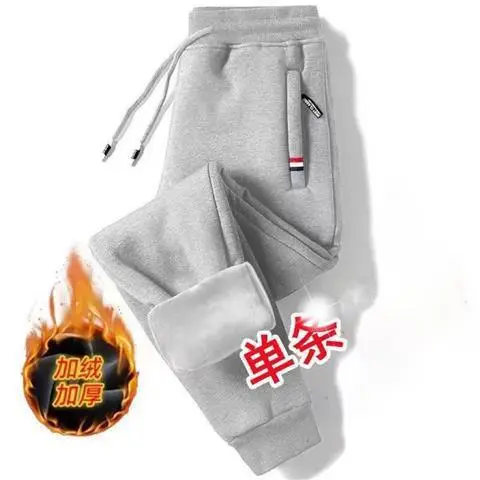 Men Fleece Sweatpants Black Grey Plus Size Winter Warm - Image 19
