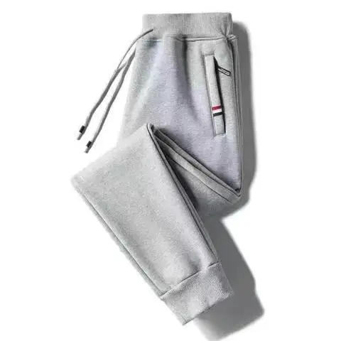 Men Fleece Sweatpants Black Grey Plus Size Winter Warm - Image 25