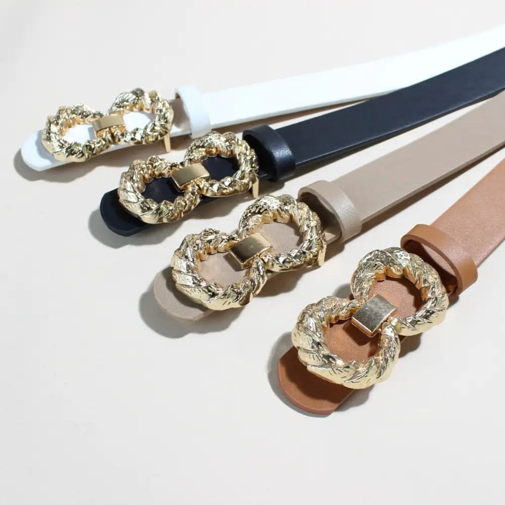Trendy Bow Buckle Belt for Women Beige - Image 6