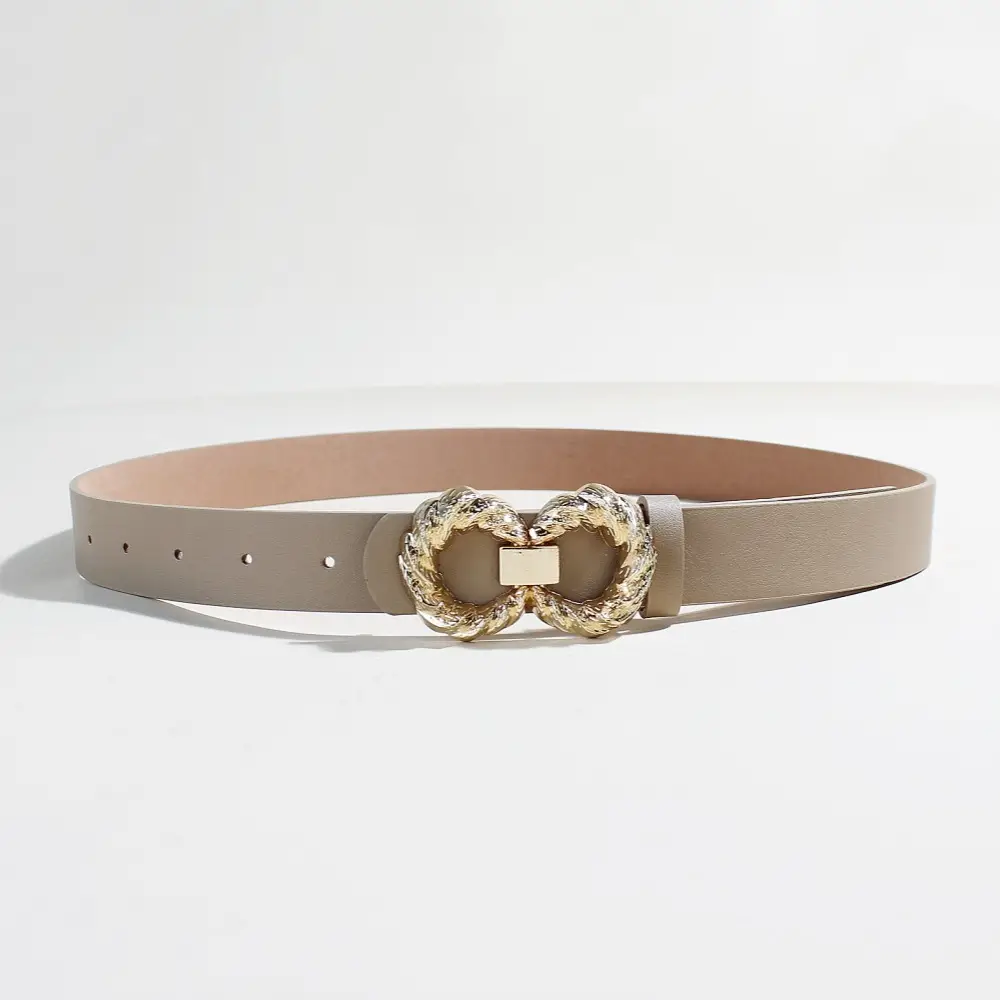 Trendy Bow Buckle Belt for Women Beige - Image 7