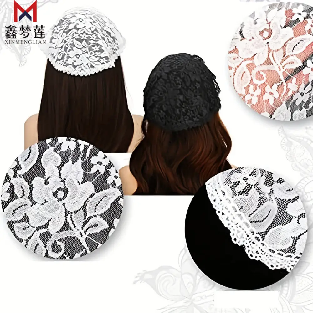 Muslim Wedding Headscarf with Lace Design Small Cover - Image 7