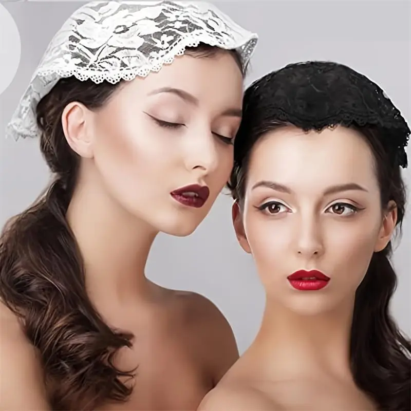 Muslim Wedding Headscarf with Lace Design Small Cover — feature 10