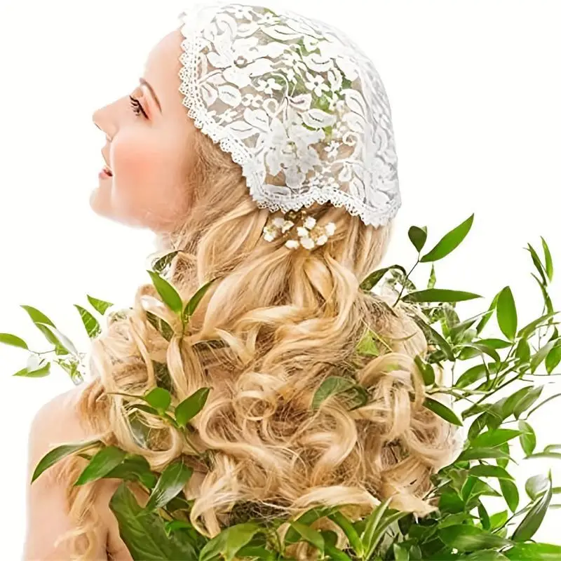 Muslim Wedding Headscarf with Lace Design Small Cover — feature 8