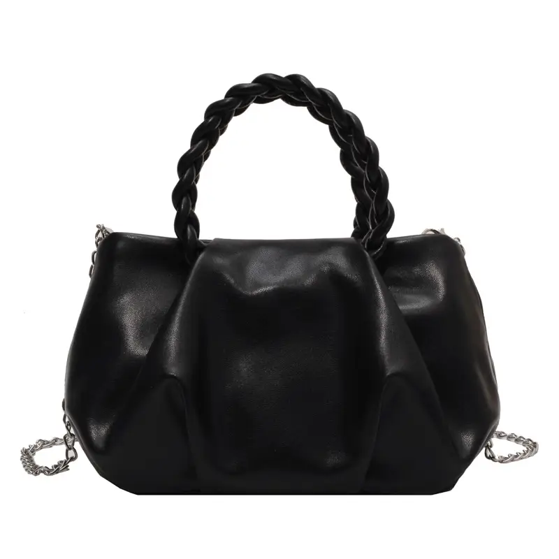 White Pleated Chain Shoulder Bag for Women - Image 15