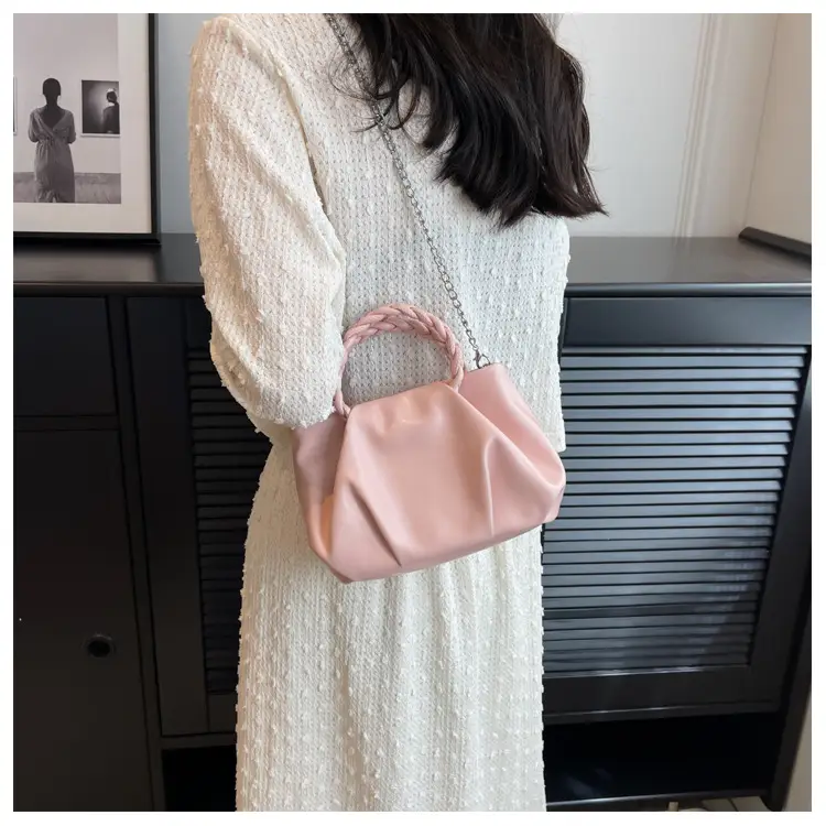 White Pleated Chain Shoulder Bag for Women — feature 16