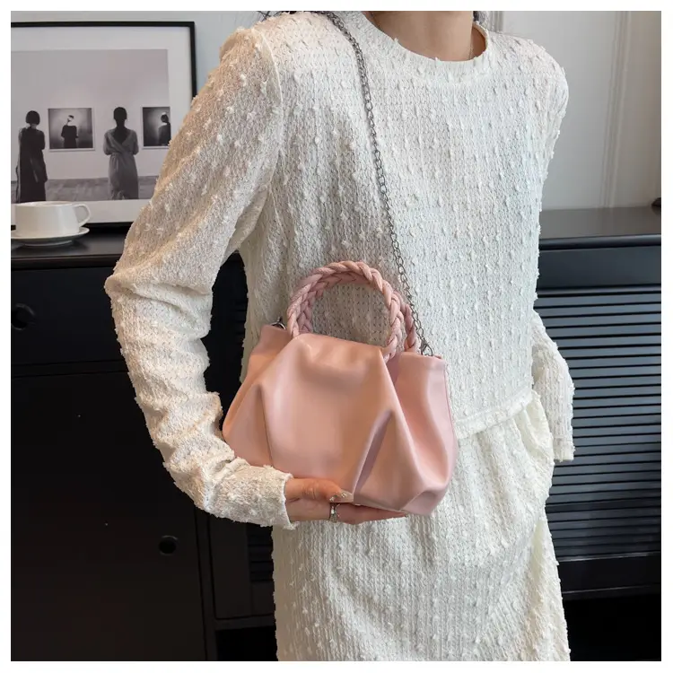 White Pleated Chain Shoulder Bag for Women — feature 18