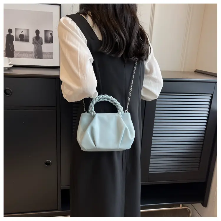 White Pleated Chain Shoulder Bag for Women — feature 22