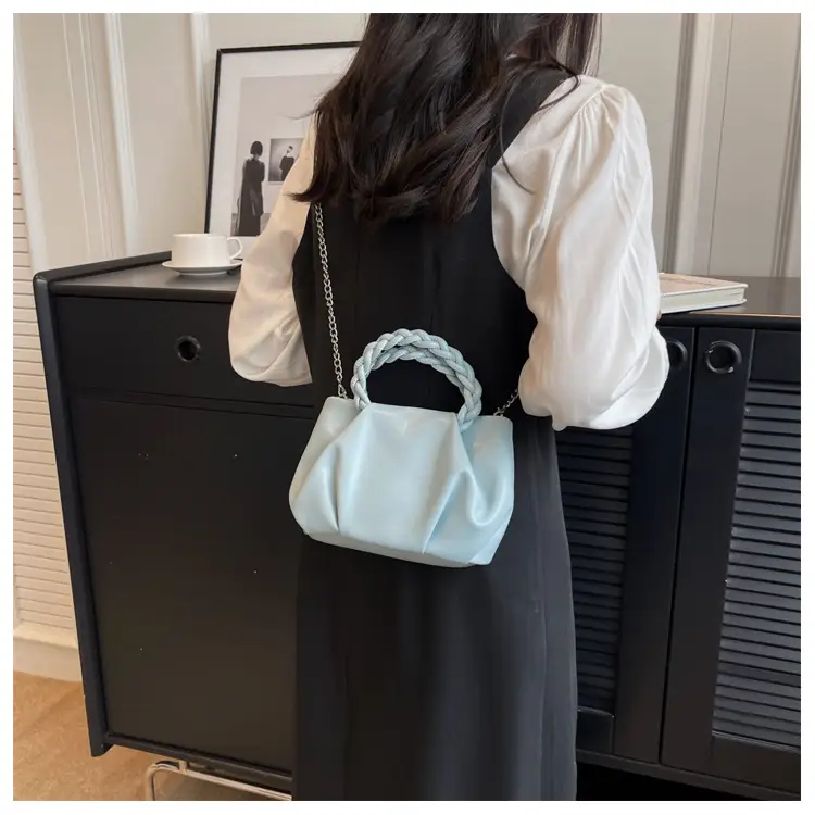 White Pleated Chain Shoulder Bag for Women — feature 24