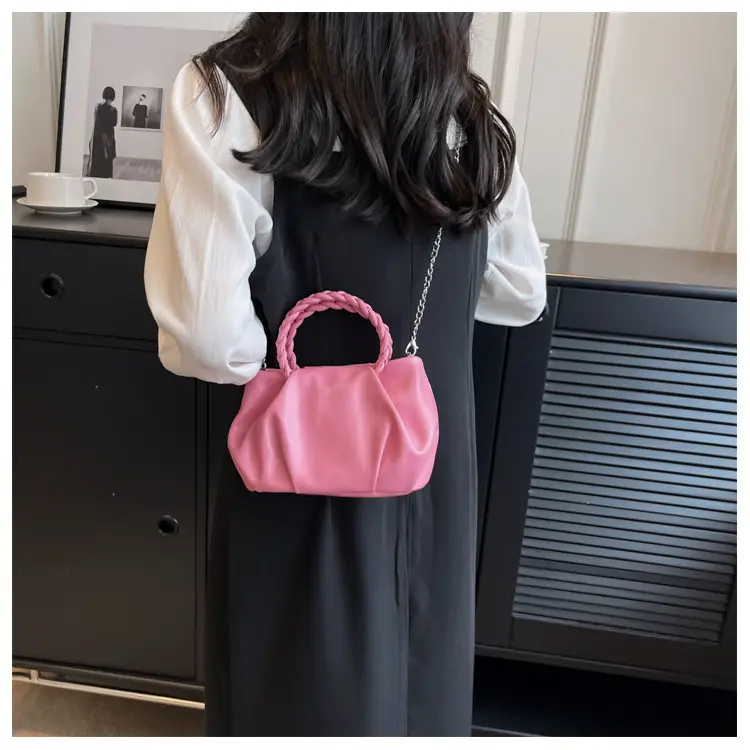 White Pleated Chain Shoulder Bag for Women — feature 25