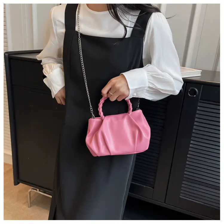 White Pleated Chain Shoulder Bag for Women — feature 26