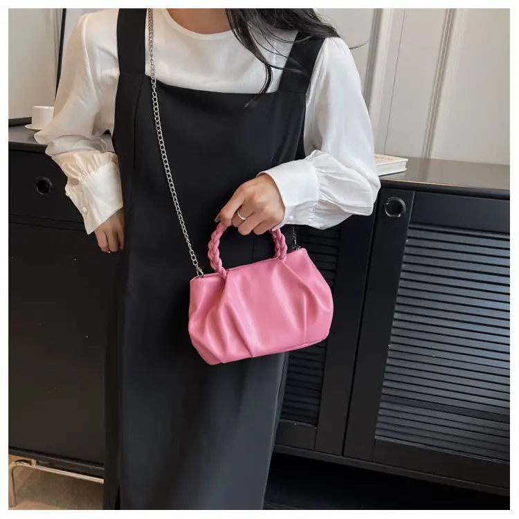White Pleated Chain Shoulder Bag for Women — feature 27