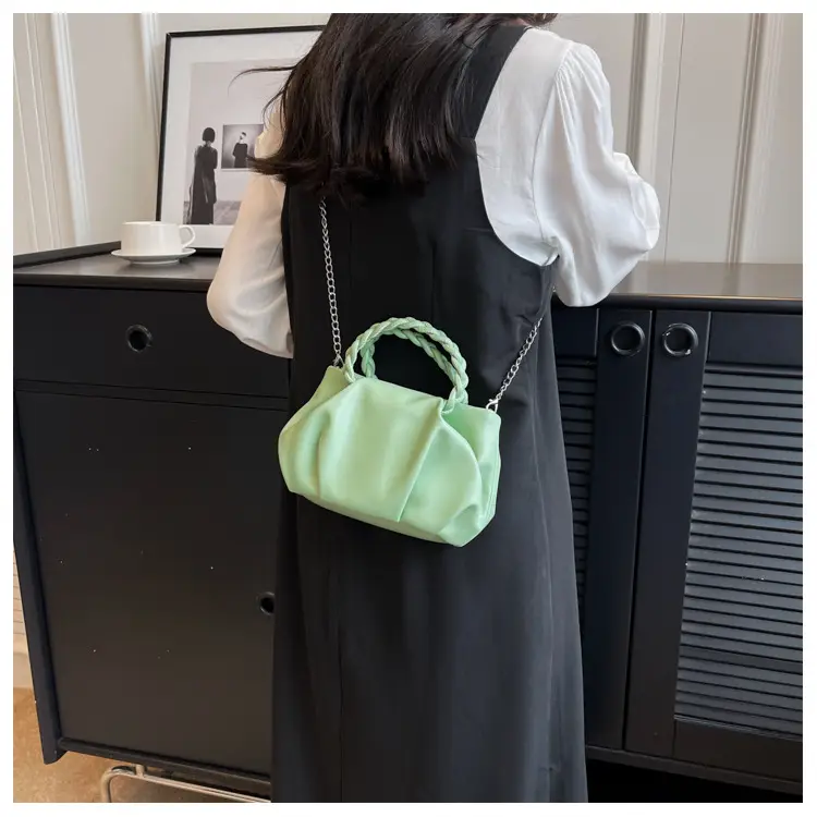 White Pleated Chain Shoulder Bag for Women — feature 31