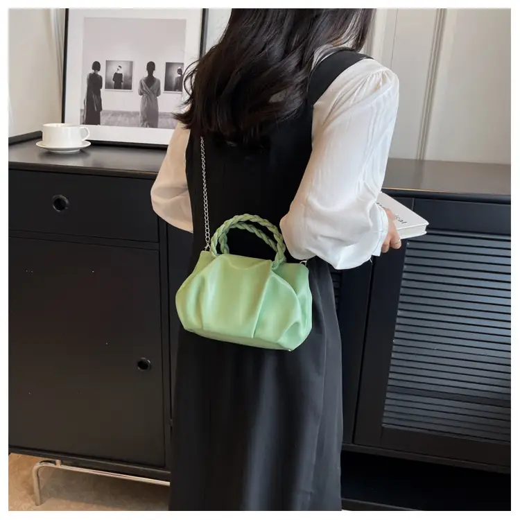 White Pleated Chain Shoulder Bag for Women — feature 32