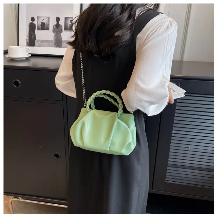 White Pleated Chain Shoulder Bag for Women — feature 33