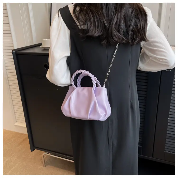White Pleated Chain Shoulder Bag for Women — feature 35