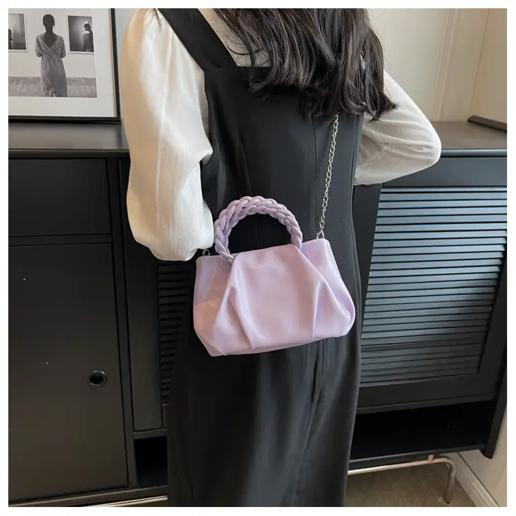 White Pleated Chain Shoulder Bag for Women — feature 36