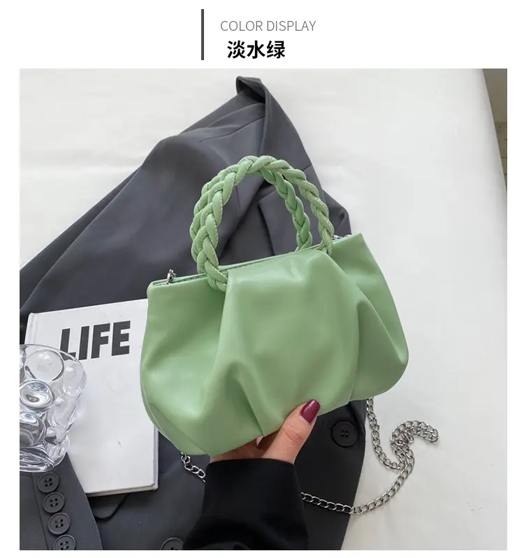 White Pleated Chain Shoulder Bag for Women — feature 39