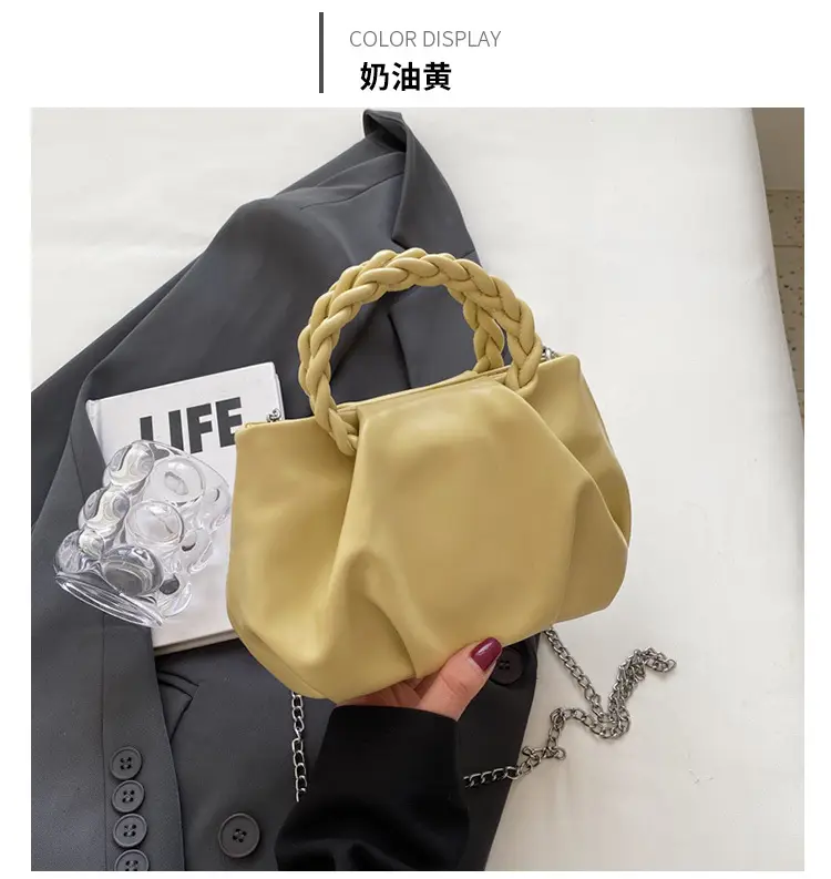 White Pleated Chain Shoulder Bag for Women — feature 40