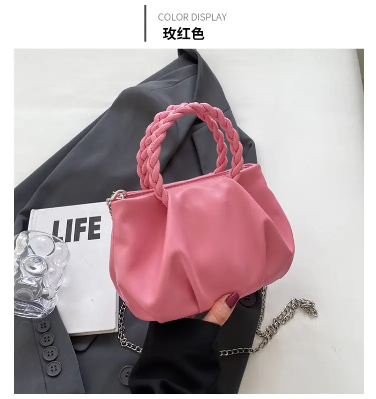 White Pleated Chain Shoulder Bag for Women — feature 42