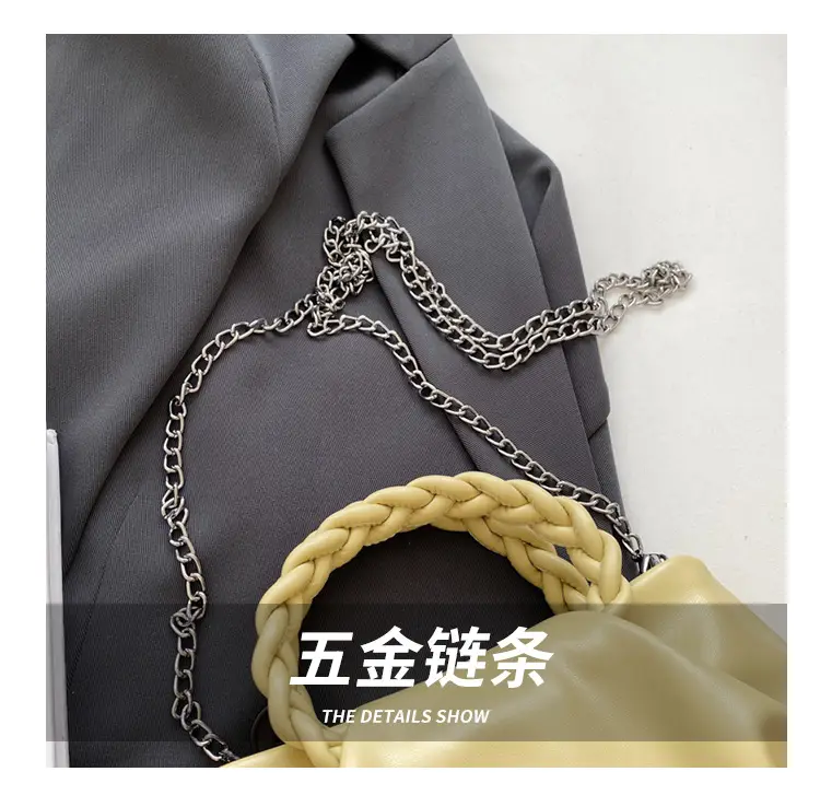 White Pleated Chain Shoulder Bag for Women — feature 6