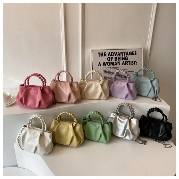 White Pleated Chain Shoulder Bag for Women — feature 9