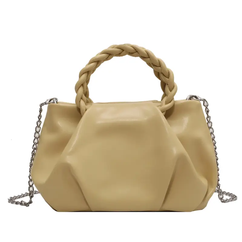 White Pleated Chain Shoulder Bag for Women - Image 10
