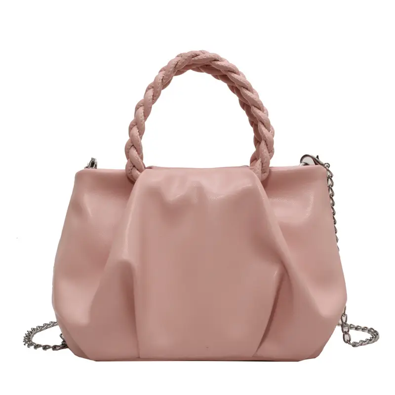 White Pleated Chain Shoulder Bag for Women - Image 7