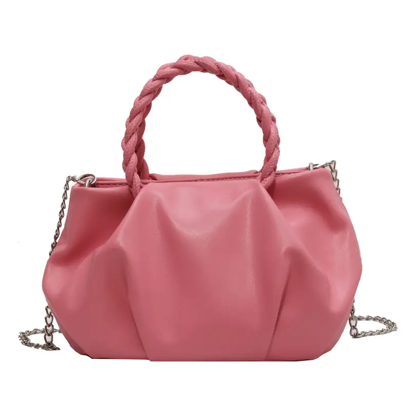 White Pleated Chain Shoulder Bag for Women - Image 8