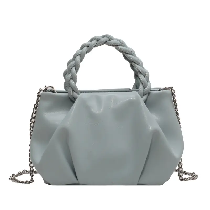 White Pleated Chain Shoulder Bag for Women - Image 9