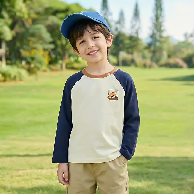 Baby Raglan T-Shirt Blue Cream Autumn Boys Top - Image 2