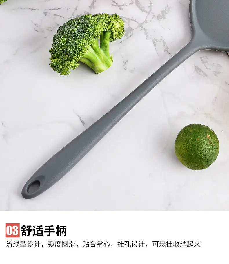 Silicone Shovel Non-stick Pan Special Sticker High Temperature Resistant Silicone Shovel suit Household Stir-frying Shovel Stir-frying Spoon Soup Spoon Kitchenware — feature 10