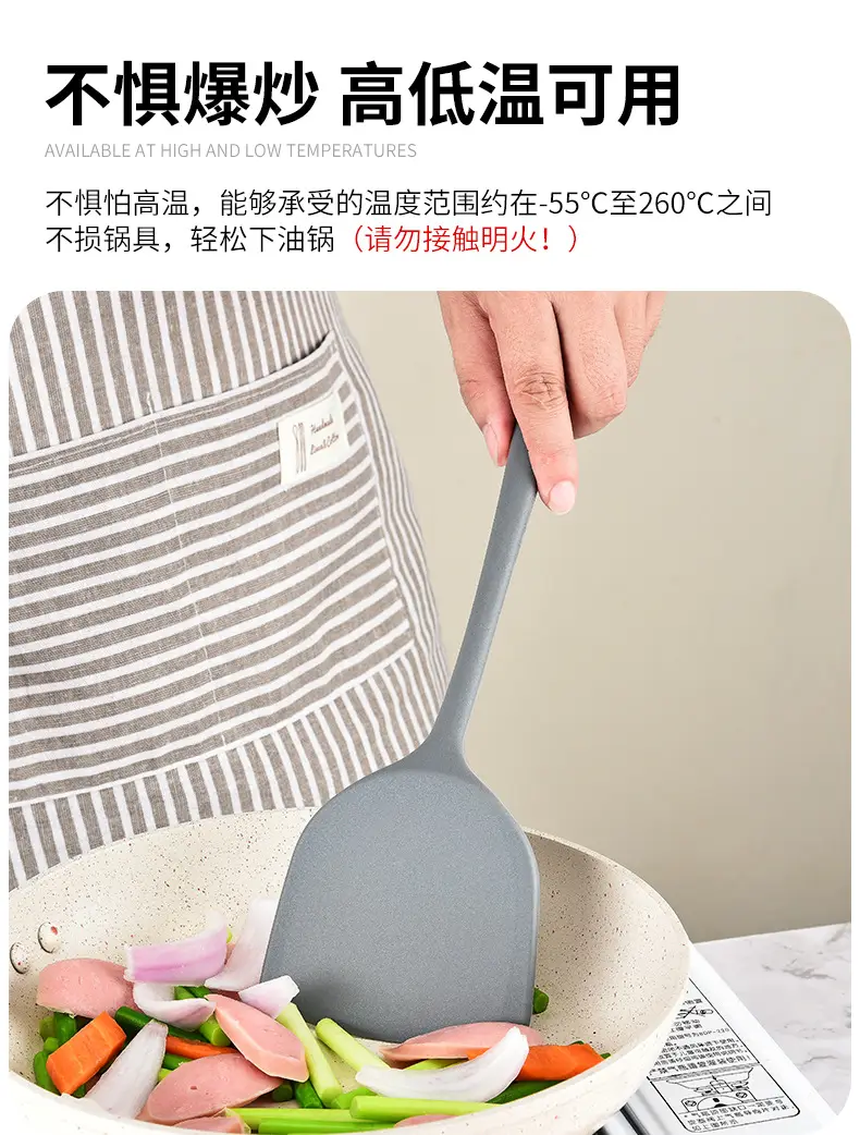 Silicone Shovel Non-stick Pan Special Sticker High Temperature Resistant Silicone Shovel suit Household Stir-frying Shovel Stir-frying Spoon Soup Spoon Kitchenware — feature 6