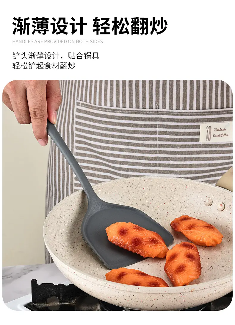 Silicone Shovel Non-stick Pan Special Sticker High Temperature Resistant Silicone Shovel suit Household Stir-frying Shovel Stir-frying Spoon Soup Spoon Kitchenware — feature 7