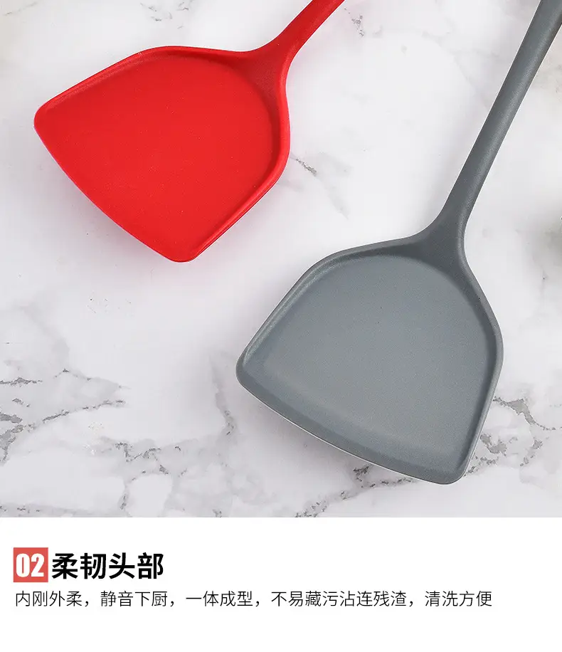 Silicone Shovel Non-stick Pan Special Sticker High Temperature Resistant Silicone Shovel suit Household Stir-frying Shovel Stir-frying Spoon Soup Spoon Kitchenware — feature 9