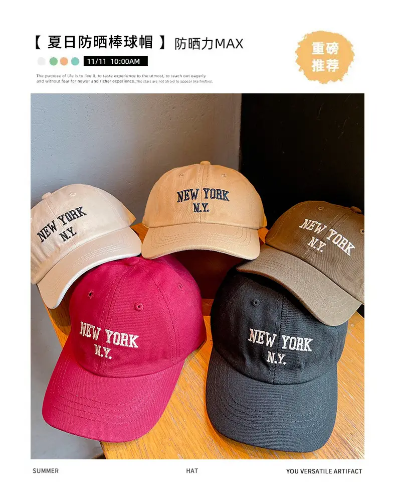 Red New York Cap for Girls Boys Spring Autumn — feature 1
