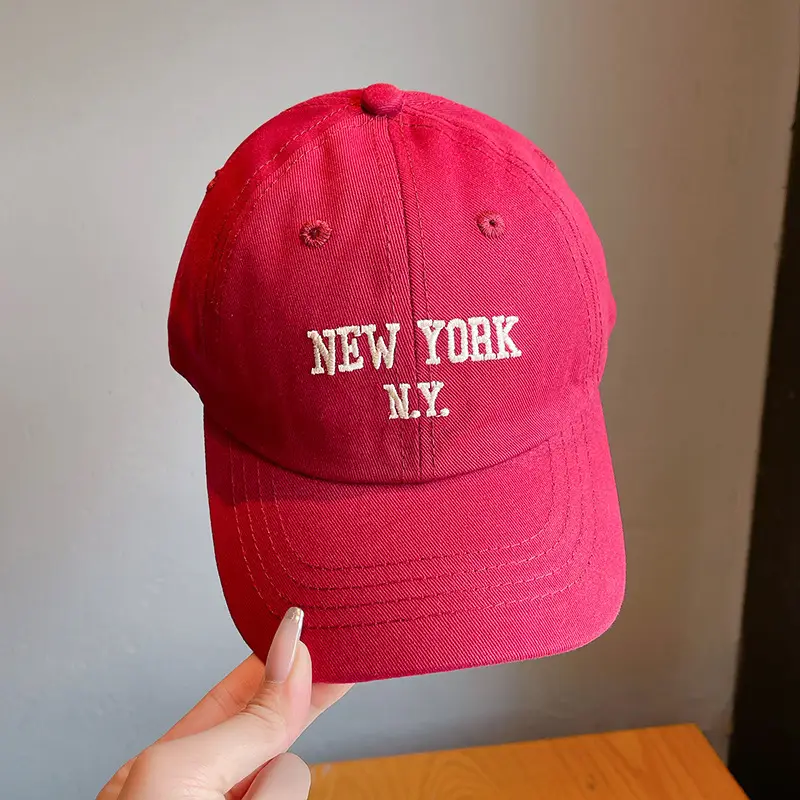 Red New York Cap for Girls Boys Spring Autumn - Image 2