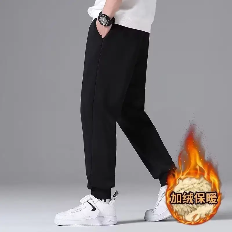 Men Black Fleece Thermal Winter Pants Warm Sweatpants — feature 10