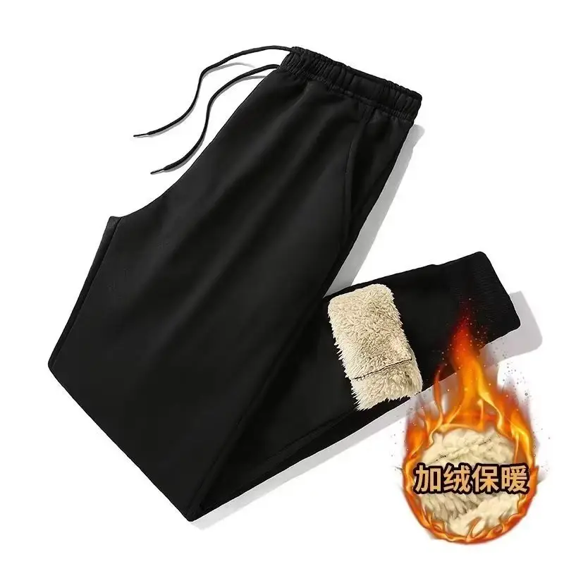 Men Black Fleece Thermal Winter Pants Warm Sweatpants — feature 12