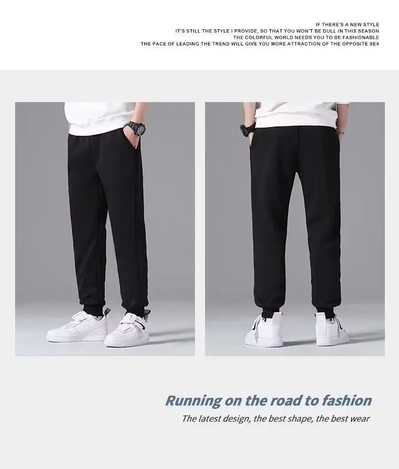 Men Black Fleece Thermal Winter Pants Warm Sweatpants — feature 5