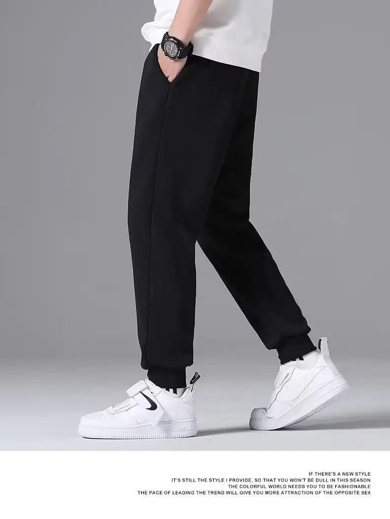Men Black Fleece Thermal Winter Pants Warm Sweatpants — feature 7