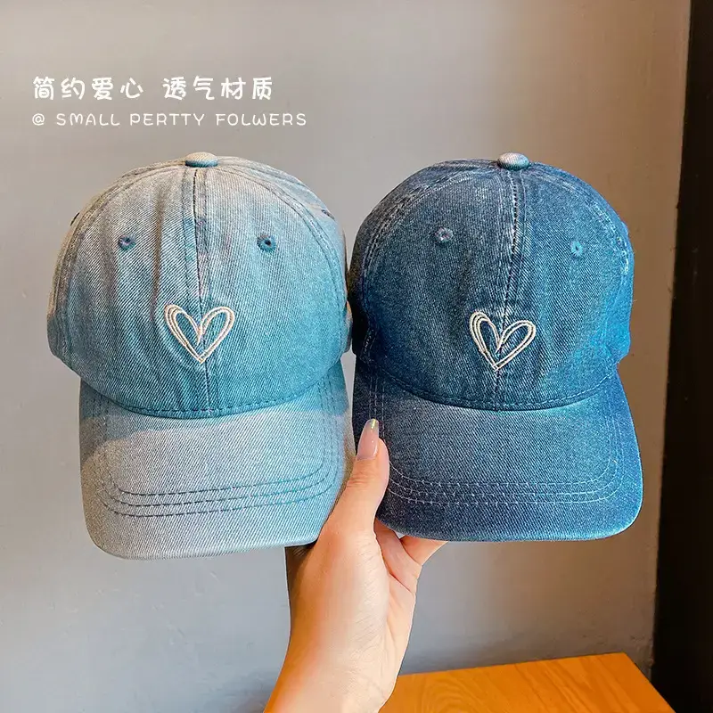 Blue Heart Denim Cap for Kids Sunscreen Hat - Image 5