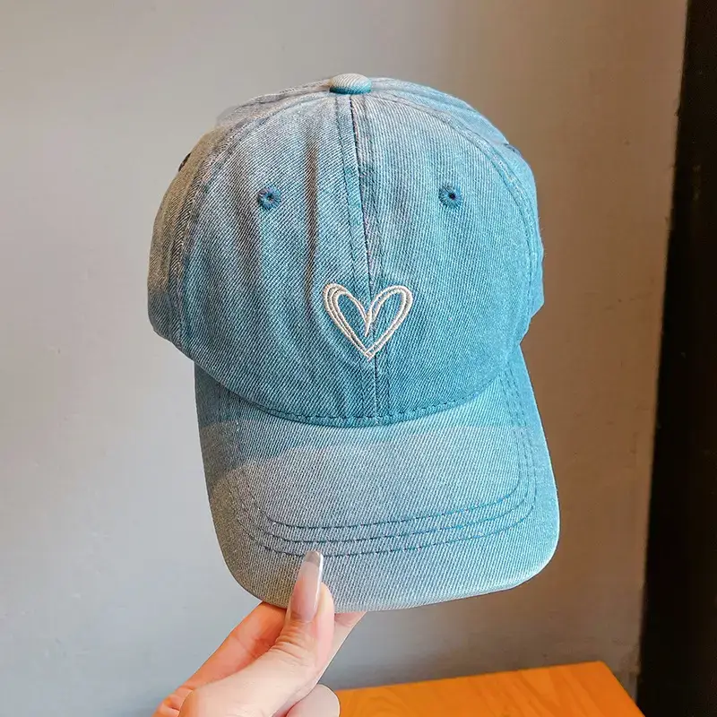 Blue Heart Denim Cap for Kids Sunscreen Hat — feature 11
