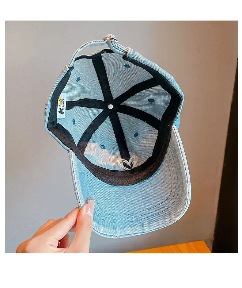 Blue Heart Denim Cap for Kids Sunscreen Hat — feature 8