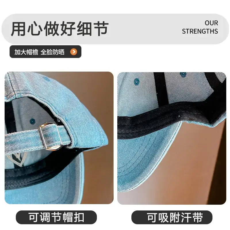 Blue Heart Denim Cap for Kids Sunscreen Hat — feature 9