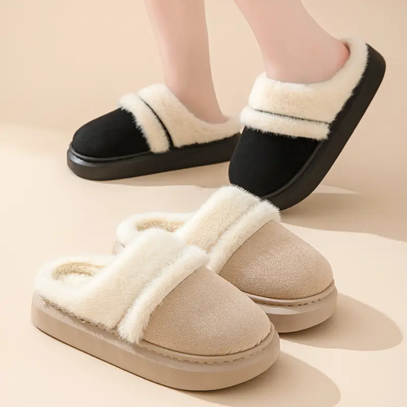 Autumn and Winter Warm Cotton Slippers for Women Indoor Home Non-Slip Anti-Odor Thick-Soled Warm Fashionable Outer Wear Fleece-Lined Cotton Shoes - Image 20