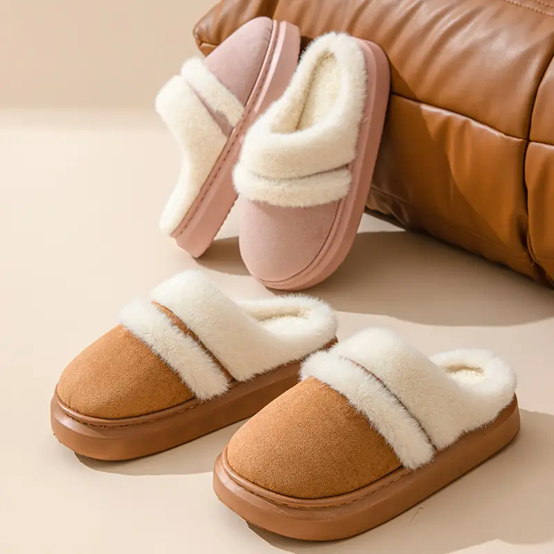 Autumn and Winter Warm Cotton Slippers for Women Indoor Home Non-Slip Anti-Odor Thick-Soled Warm Fashionable Outer Wear Fleece-Lined Cotton Shoes - Image 22