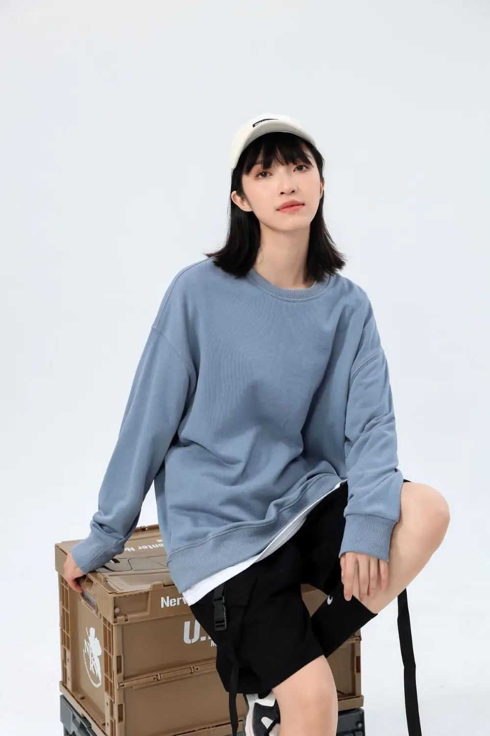 300g Cotton Terry Knit Sweatshirt Large Teal — feature 10